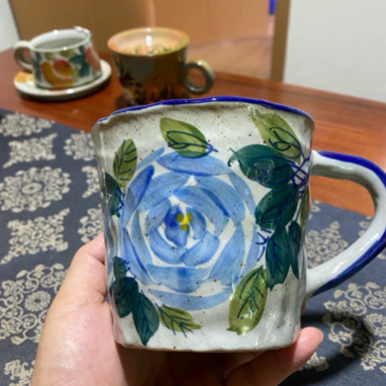 景德镇陶瓷茶杯樱花纹早餐釉下彩手捏马克杯