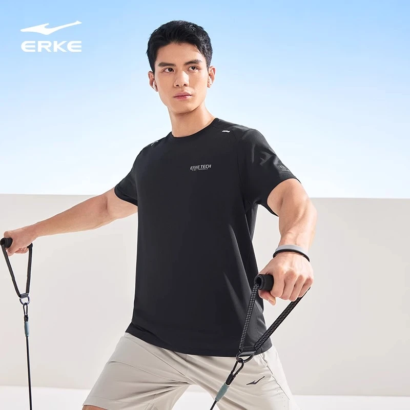 冰立方丨鸿星尔克短袖男2025秋季新款男士运动冰丝t恤冰感跑步服