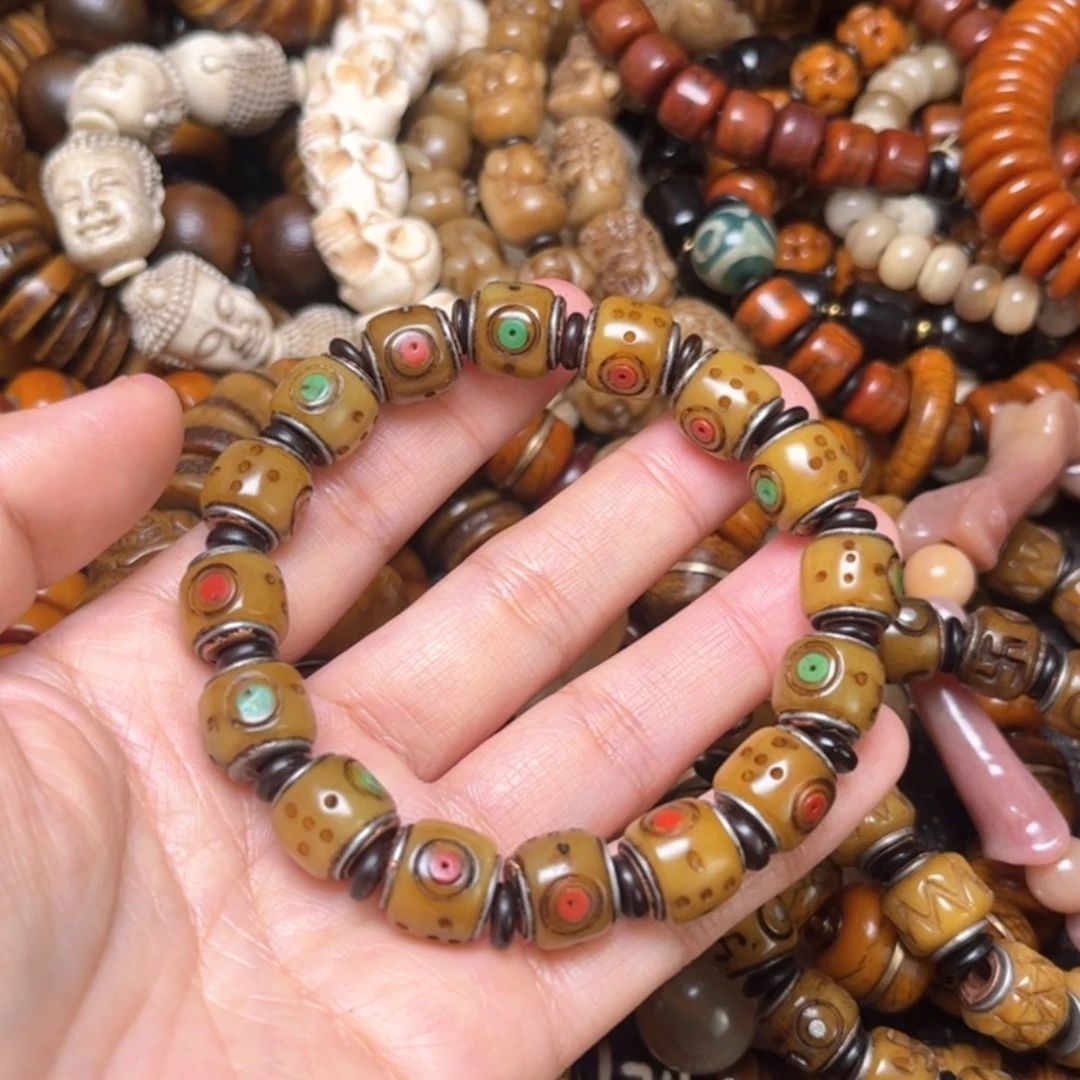 【闪购商品】牛骨手串/手链牛骨原色镶嵌12×16颗