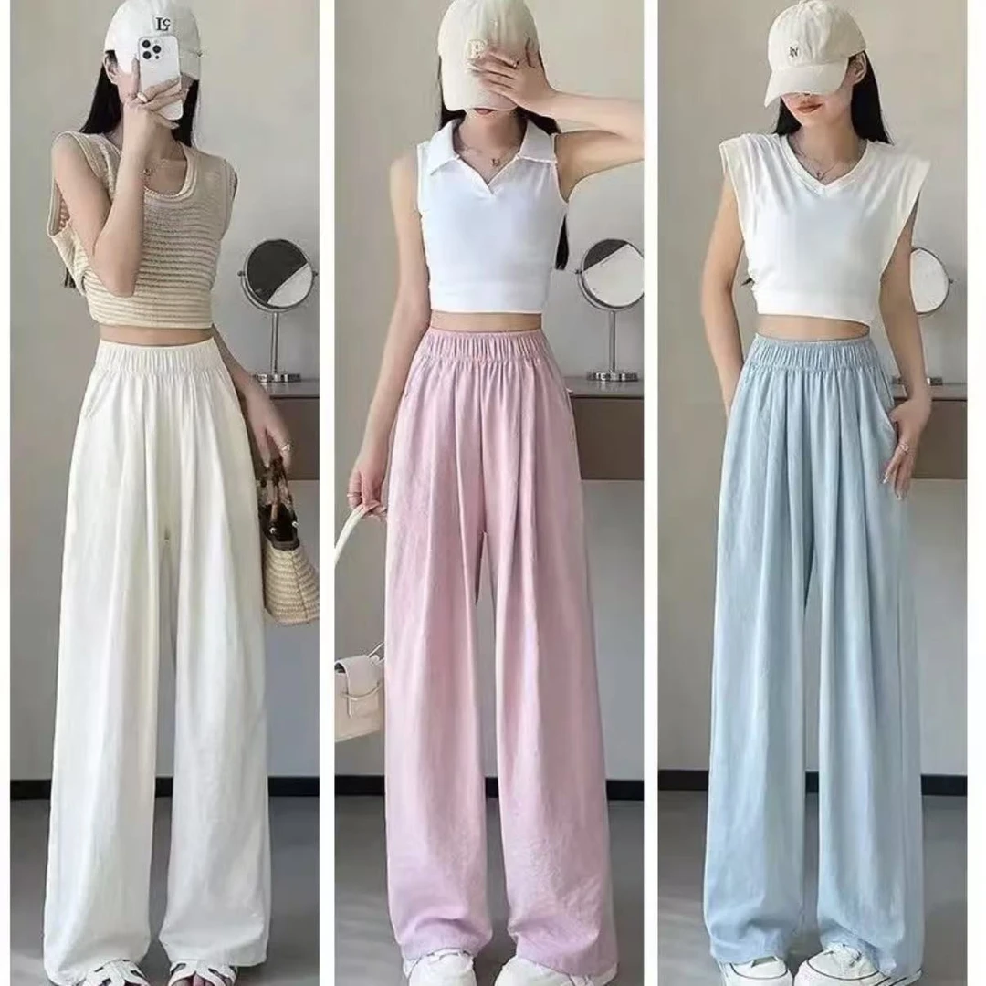 奶芙裤2025夏季高腰显瘦直筒阔腿裤宽松薄款百搭休闲长裤外穿
