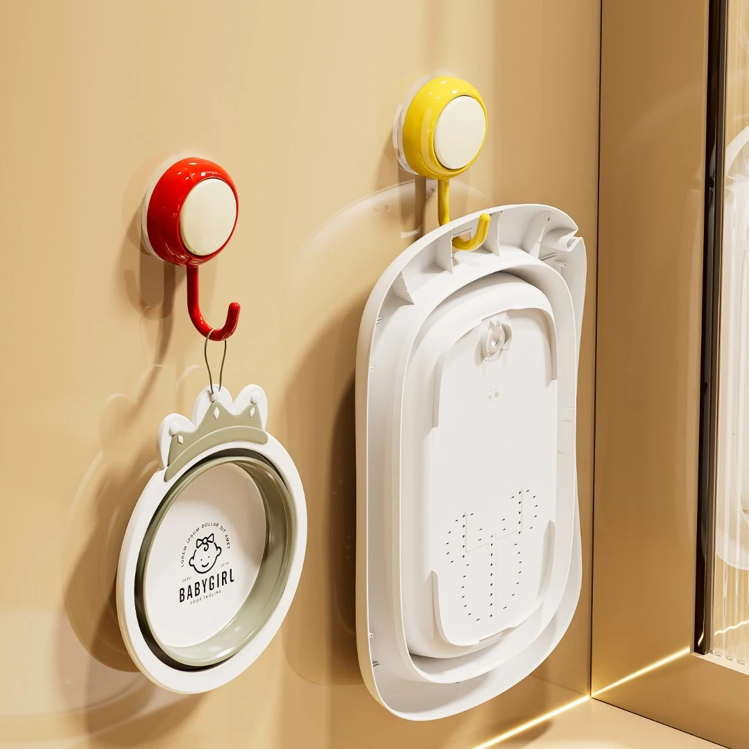 吸盘式旋转挂钩卫生间无痕免打孔婴儿洗澡浴盆脸盆收纳架挂盆神器