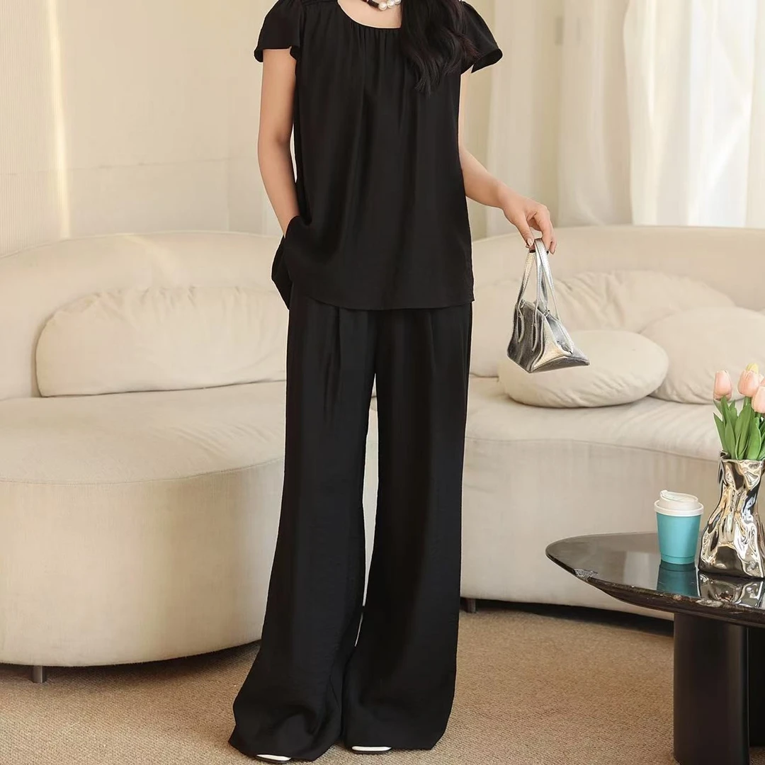 515/8087-1/156-18   夏薄小衫上衣+韩版气质休闲裤套装