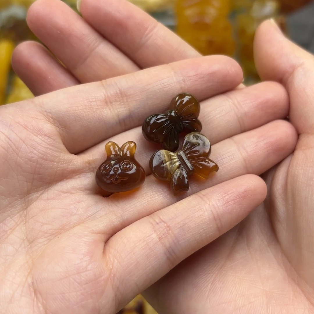 裸石琥珀未镶嵌琥珀配饰打孔不退不换