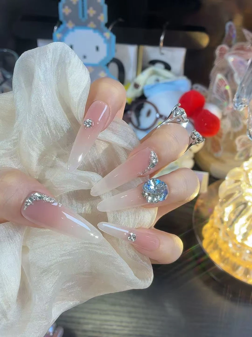 洛神绛泪-施家华子（全华）蓝色魅影设计款-春夏手工美甲高级感