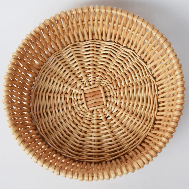 馒头筐藤编馍筐馒头篮子水果筐水果盘竹编展示盘酒店超市陈列编篮