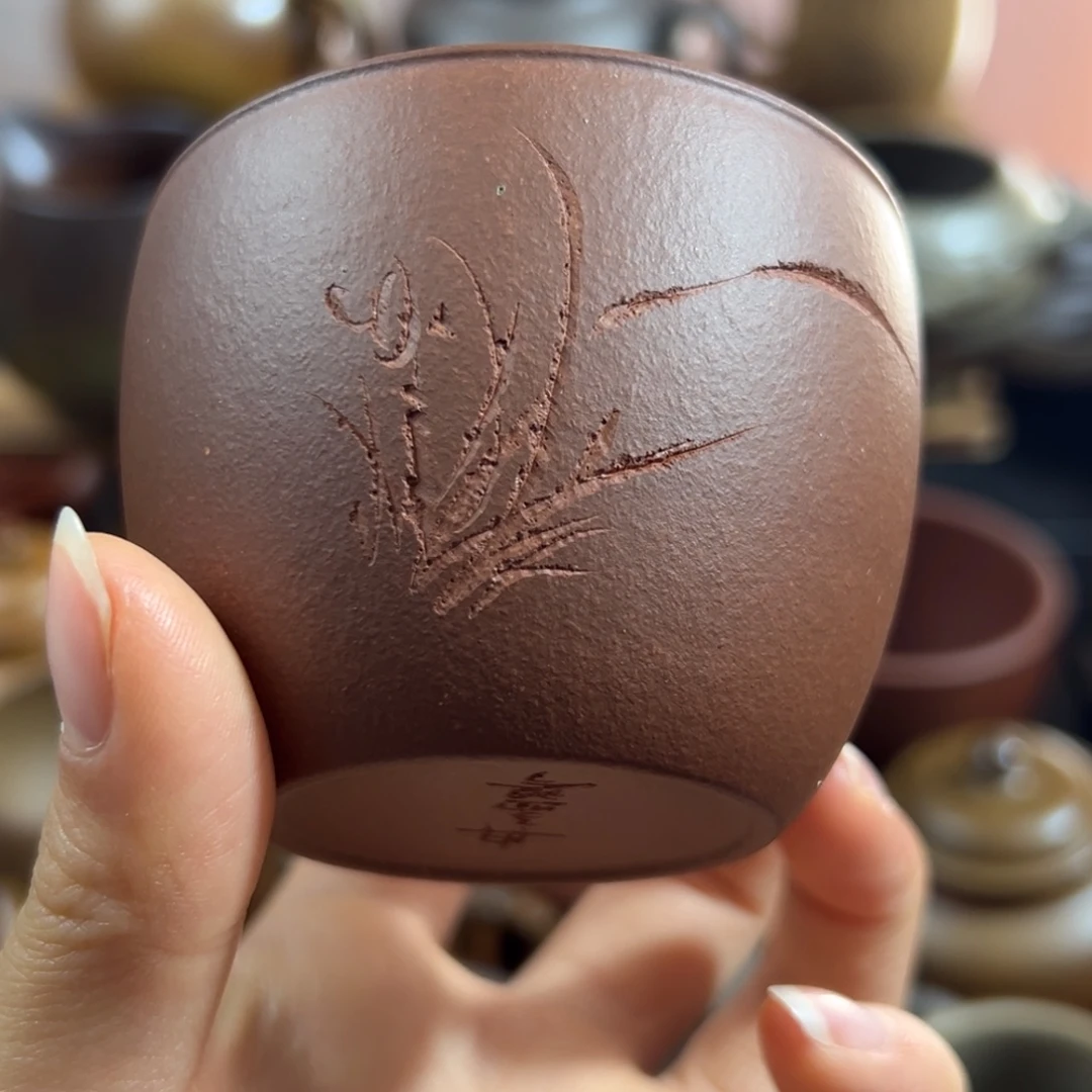 紫砂茶杯紫泥兰香