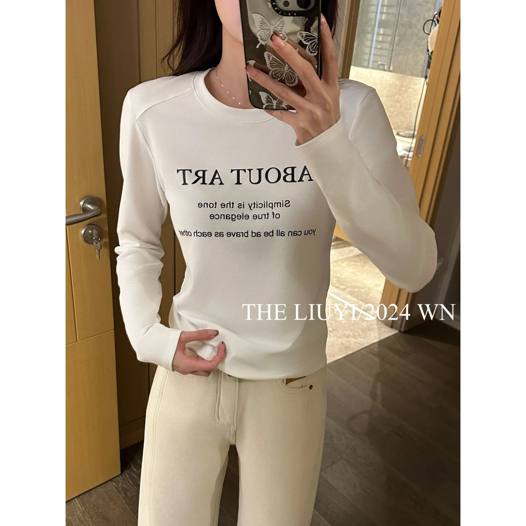 【LIUYI】冬季加绒正肩显瘦T恤上衣411233