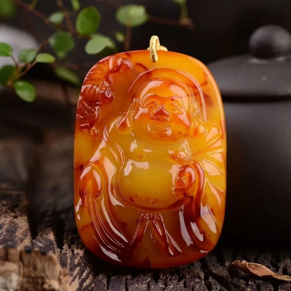 天然高端亮光弥勒佛 老料满蜜满蜡65×45×20