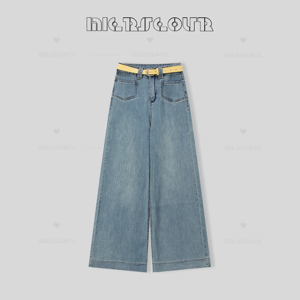【春光限定】2025新款复古高腰阔腿牛仔裤87066