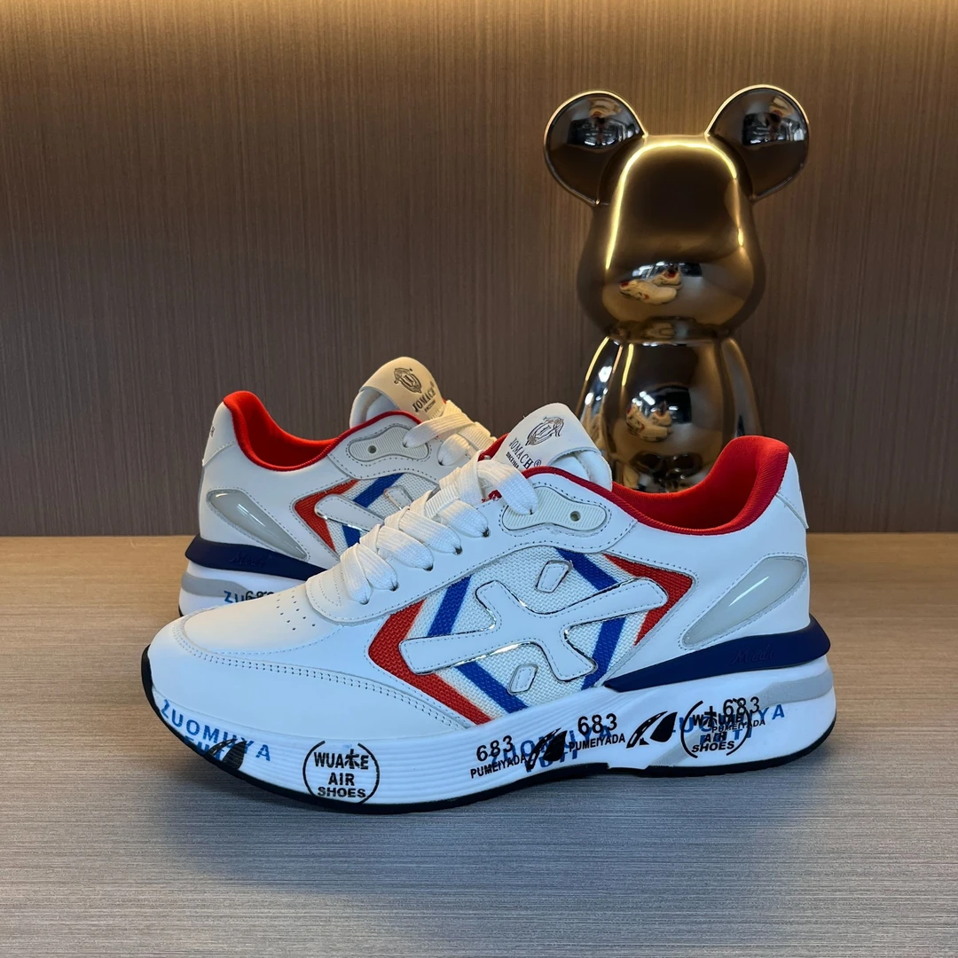 男士轻奢欧洲站2025新款头层牛皮男鞋时尚百搭拼色透气耐磨休闲鞋