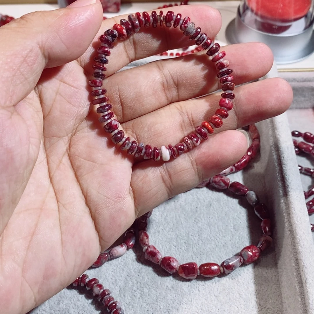 天然辰砂原矿算盘珠手串