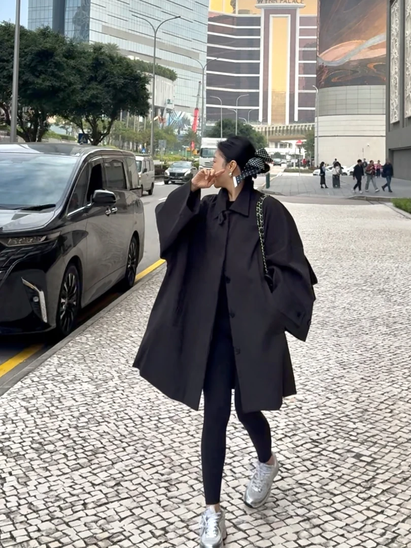 （打火锅）25春品韩系风衣韩版宽松气质外套英伦风