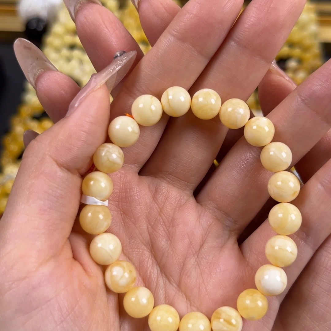 未镶嵌琥珀裸石豆*浓白蜡妖花