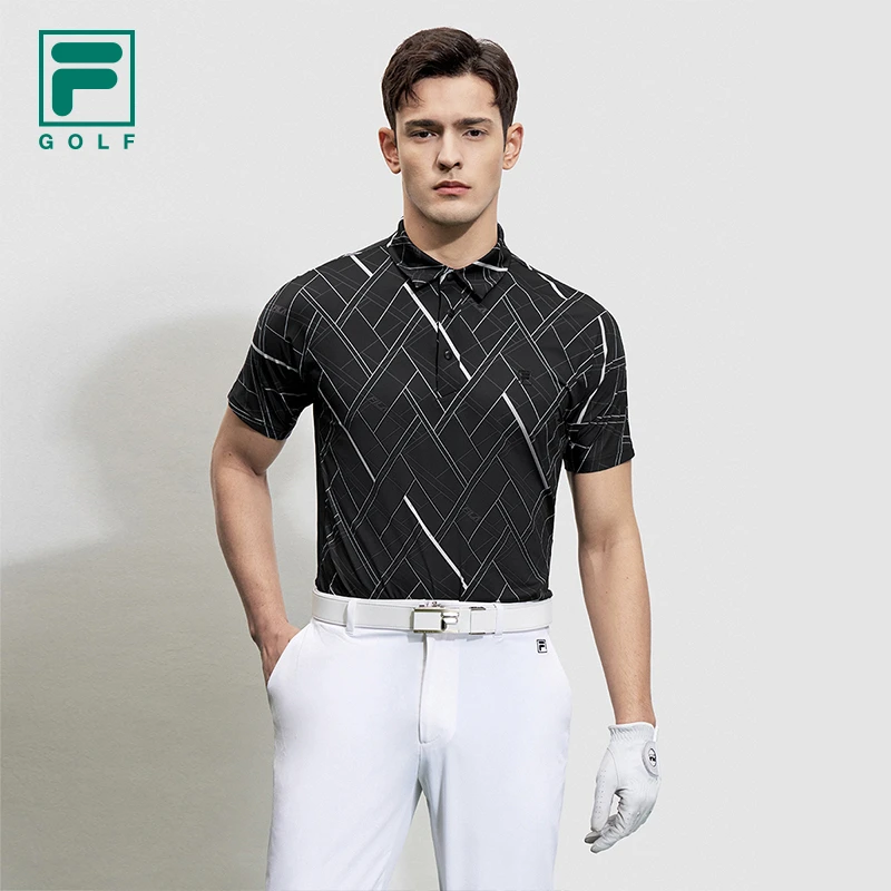 【FILA】斐乐男装官方印花高尔夫半袖翻领运动POLO衫A11M325106F