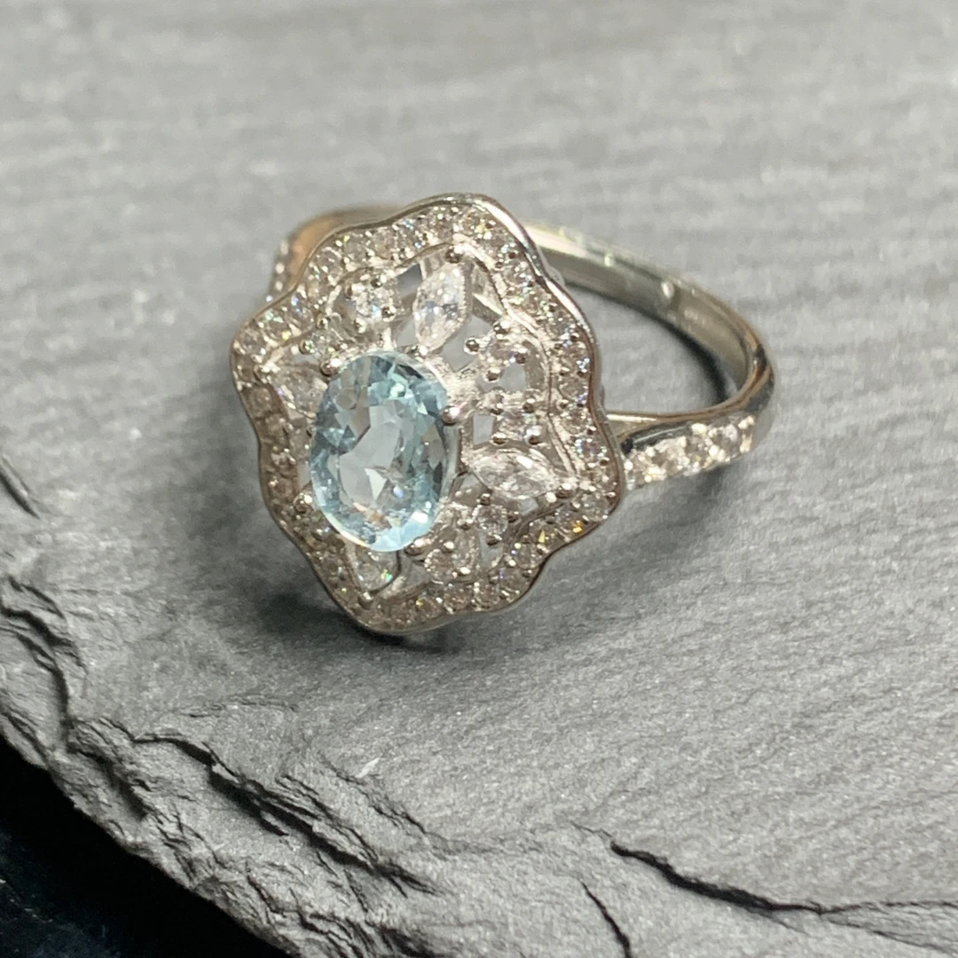 s925海蓝宝戒指 KT24070304