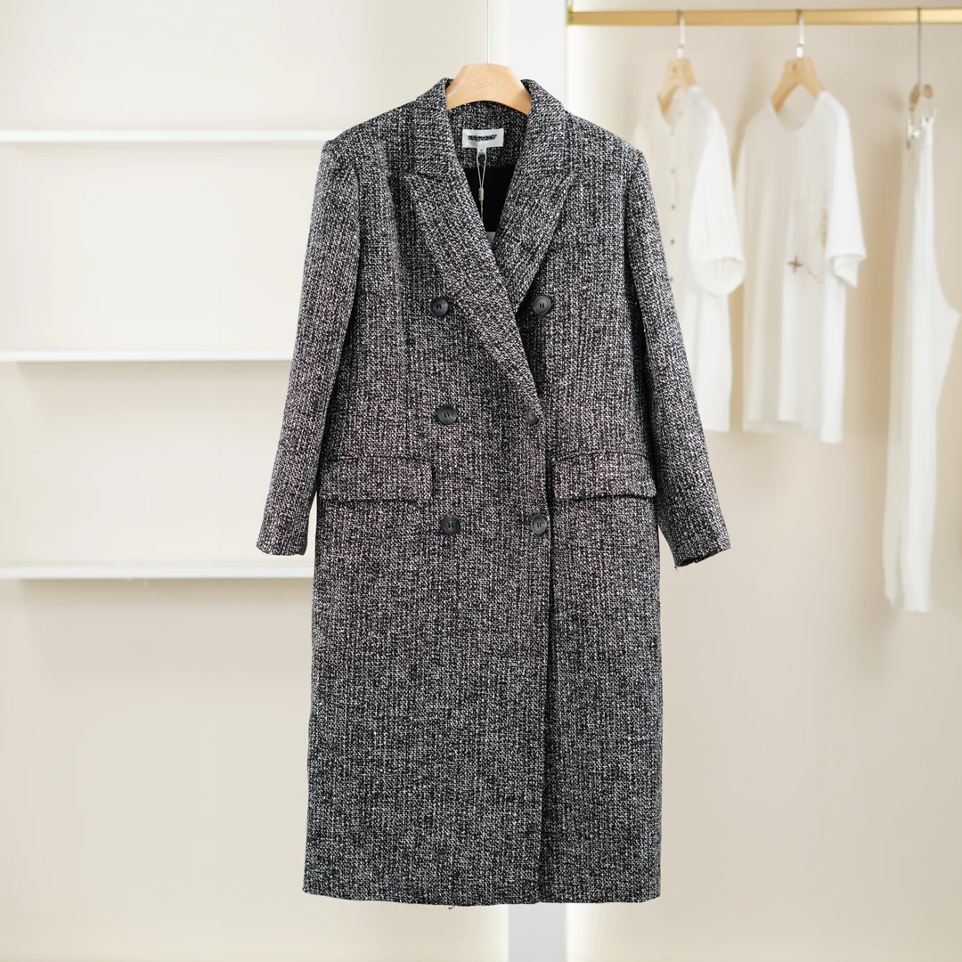 【麦笛·品牌新款】5081013 秋冬气质长款翻领西服大衣品牌撤柜女装