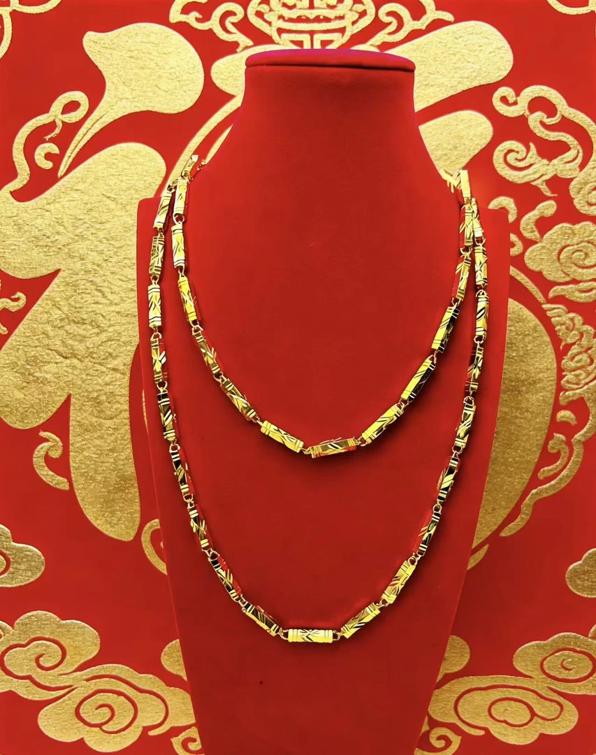 999足金 黄金竹节项链