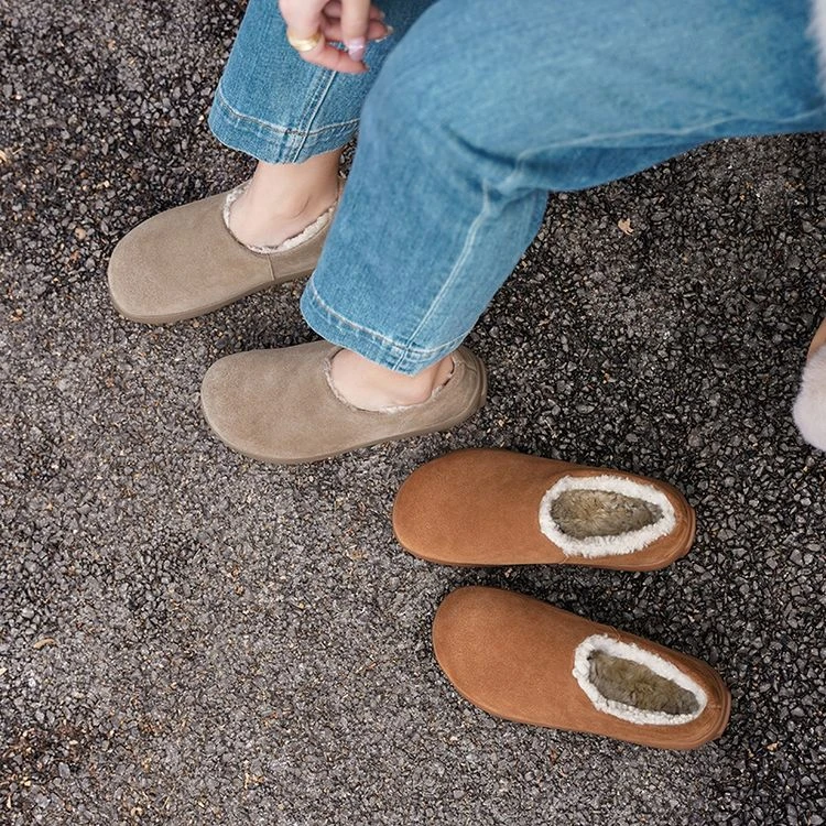 三金 3CM 小土豆全包勃肯鞋圆头羊羔毛软底休闲百搭保暖棉鞋