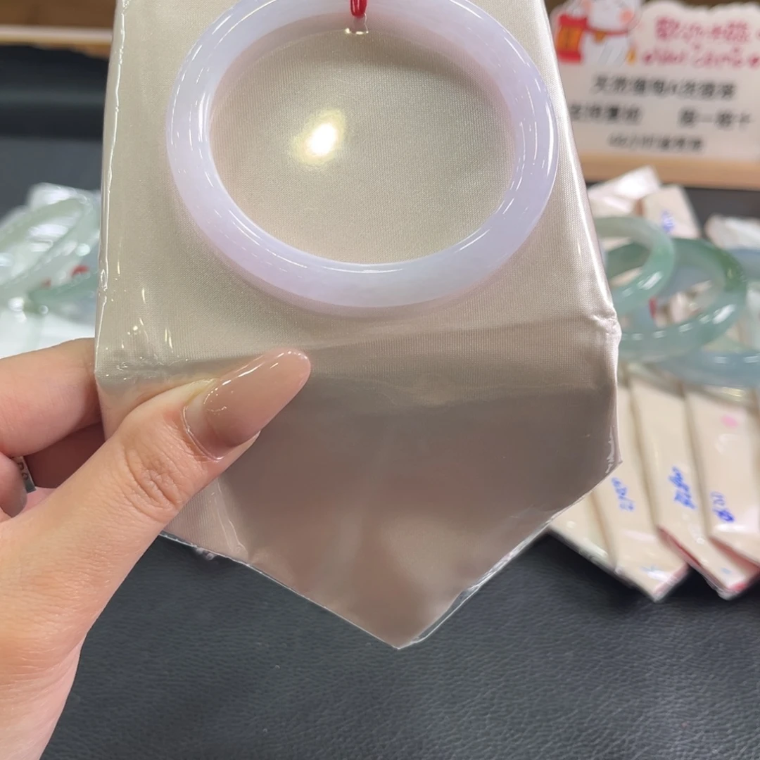 翡翠未镶嵌手镯56贵妃棉纹