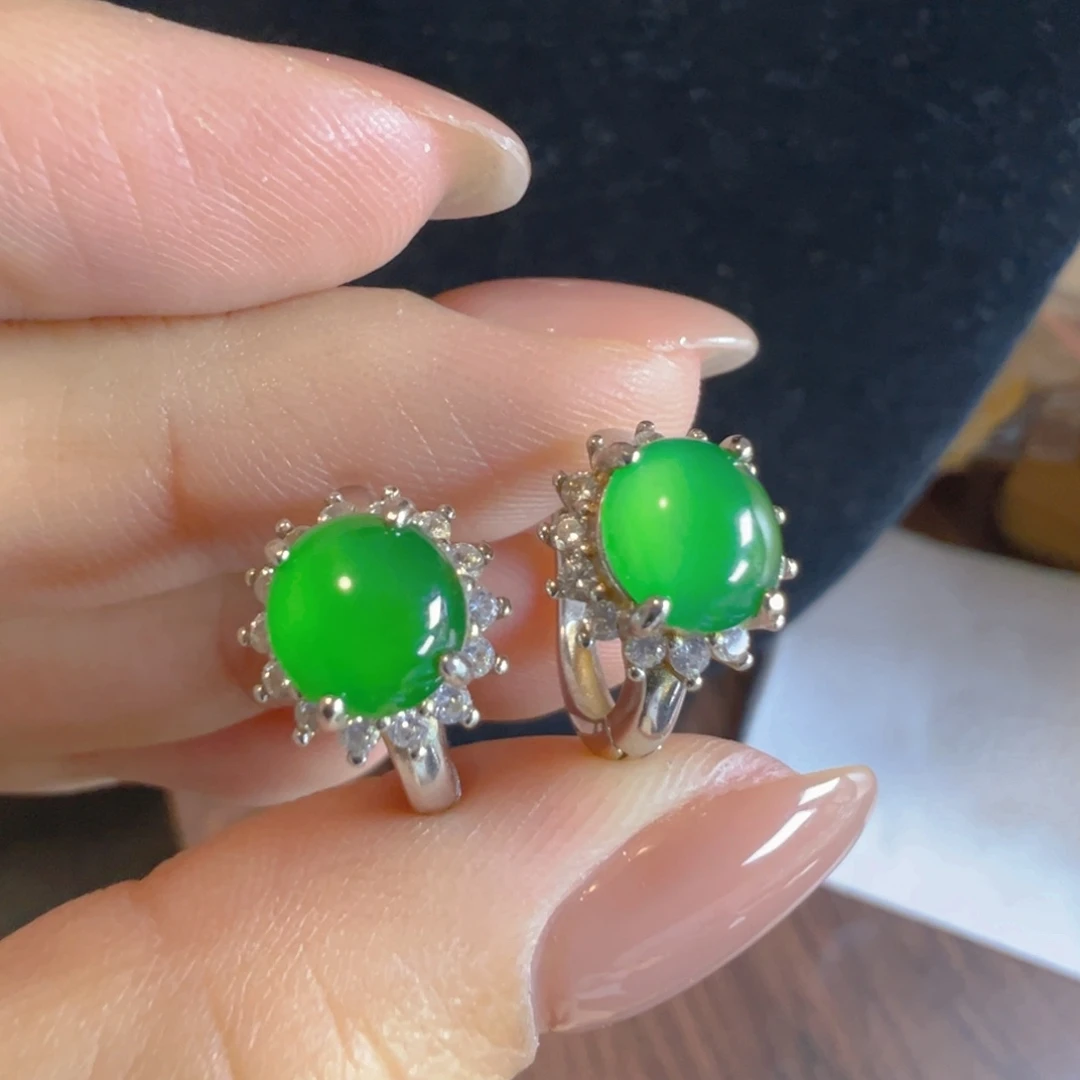 翡翠银S925镶嵌颈饰蛋面