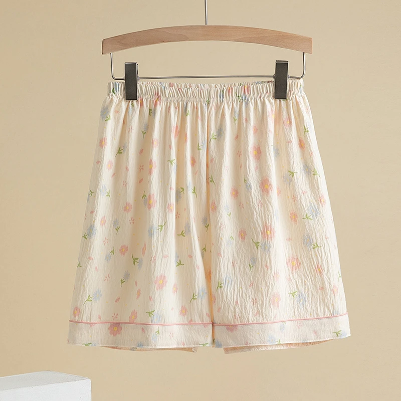 云朵棉睡裤夏季女款新款薄款外穿遛弯裤碎花休闲居家短裤睡裤