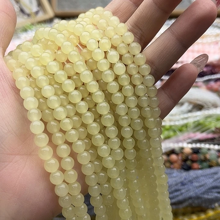 玛瑙/玉髓珠宝半成品未镶嵌一条6mm左右黄口和田玉