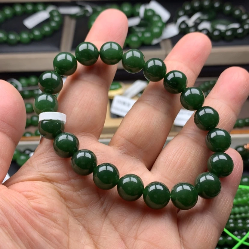 【闪购商品】未镶嵌手串和田玉（碧玉）冰菠10m m