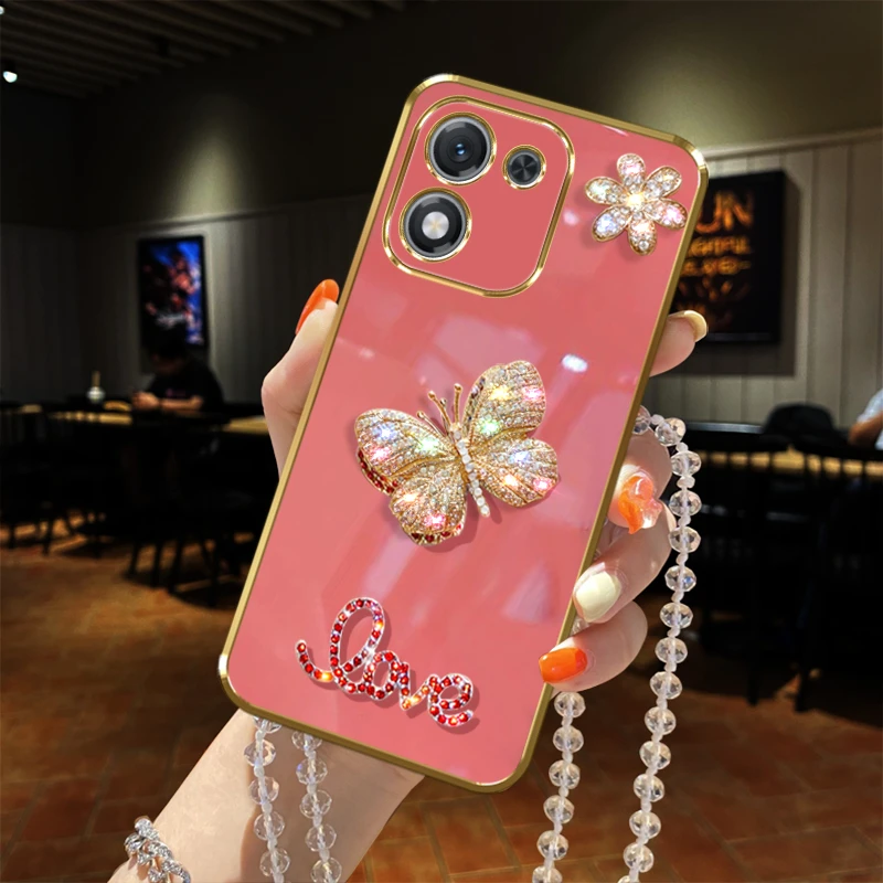 适用荣耀x70i手机壳ABR-AN00镶钻防摔蝴蝶女款防摔套全包时尚软胶