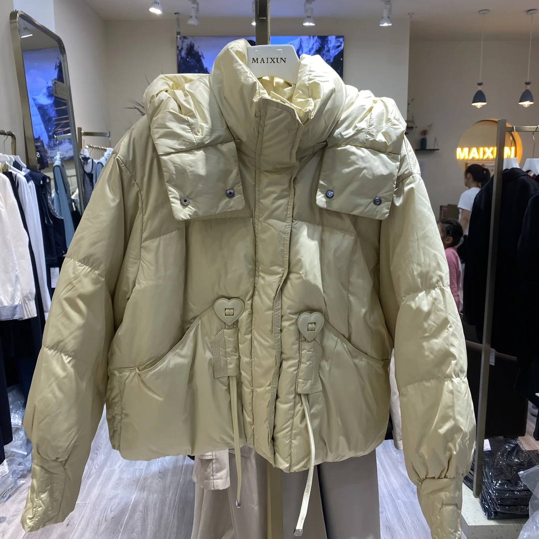 麦寻冬季新款女短款加厚保暖休闲宽松连帽时尚羽绒服yrszq009