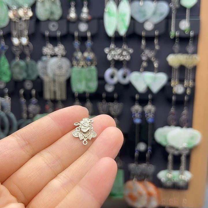 水***翡翠银S925镶嵌耳饰