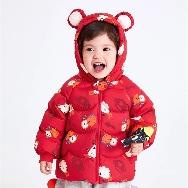 清仓折扣婴儿羽绒服宝宝加厚外套儿童拜年服保暖喜庆