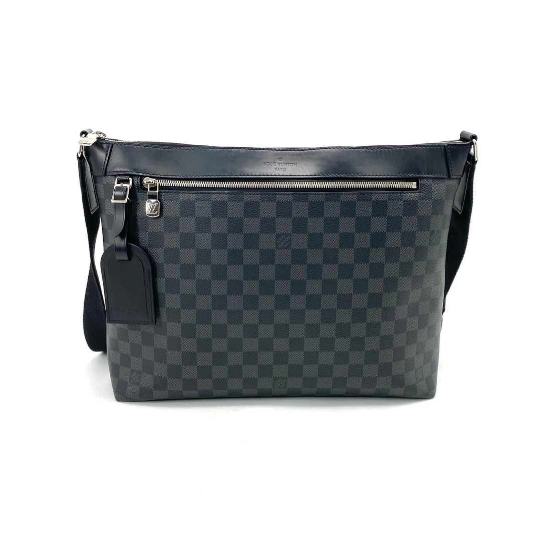 95新 LouisVuitton/路易威登 大号黑棋盘格拼皮斜挎包 尺寸37/29