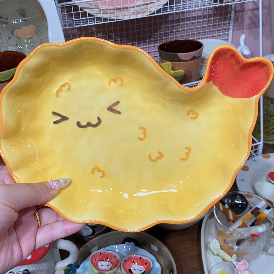 陶瓷炸虾陶子盘子一个