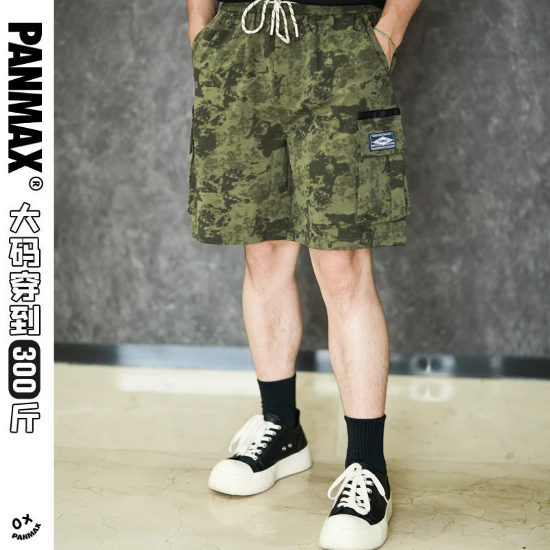 迷彩格子短裤夏季速干大码休闲百搭宽松松紧腰头男士复古薄款