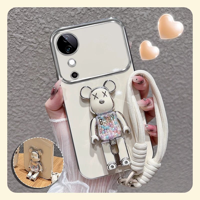 适用【vivos19/pro】手机壳糖果熊支架大视窗女款潮牌硅胶防摔保护