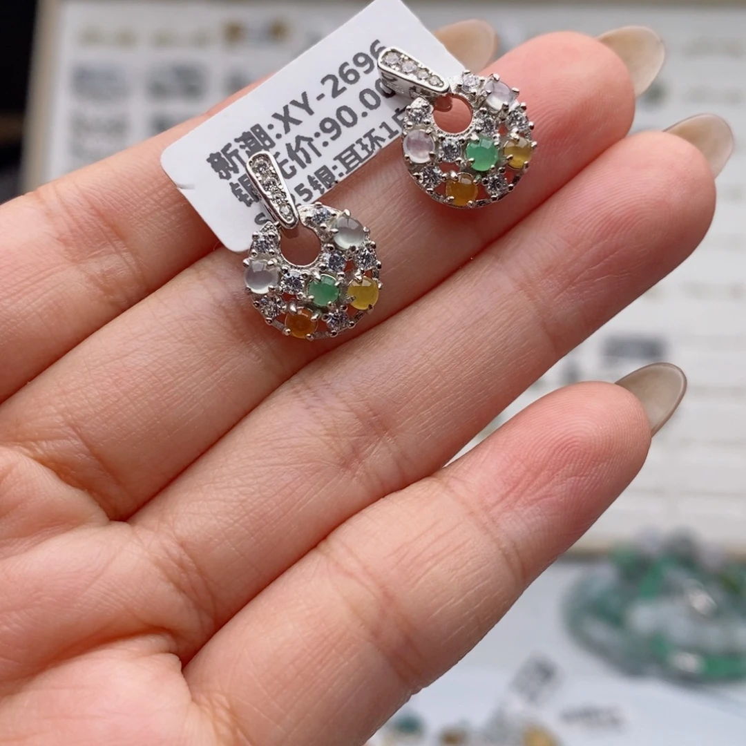 翡翠银S925镶嵌戒指天然翡翠