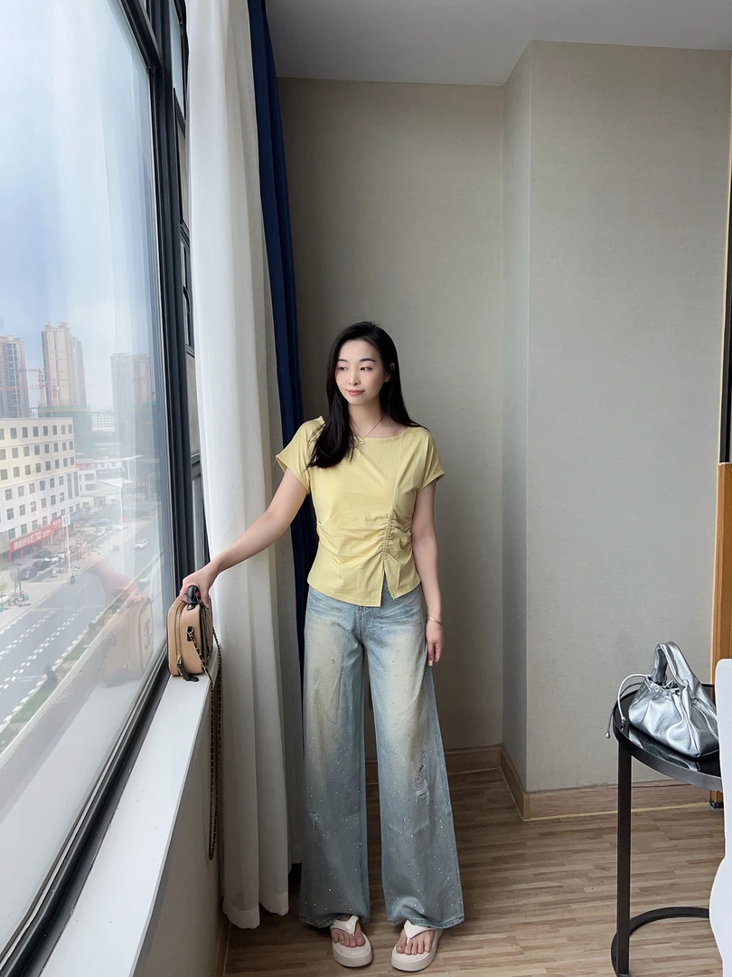 GRR,【小腰精】设计感抽绳高品小众短袖T恤