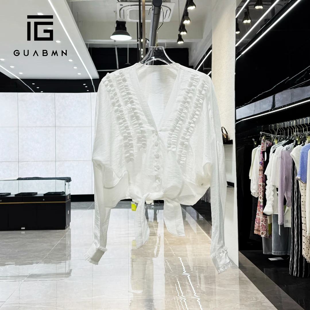 GUABMN2025年夏季新款重工褶皱小众设计木耳边防晒衣夏日穿搭5381