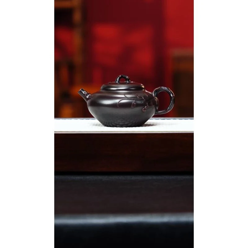 宜兴紫砂 合欢 龙山古乌泥 冯小俊 h162