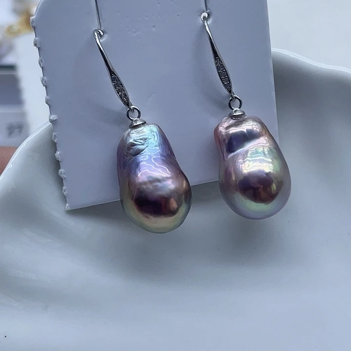 银S925镶嵌耳饰淡水珍珠