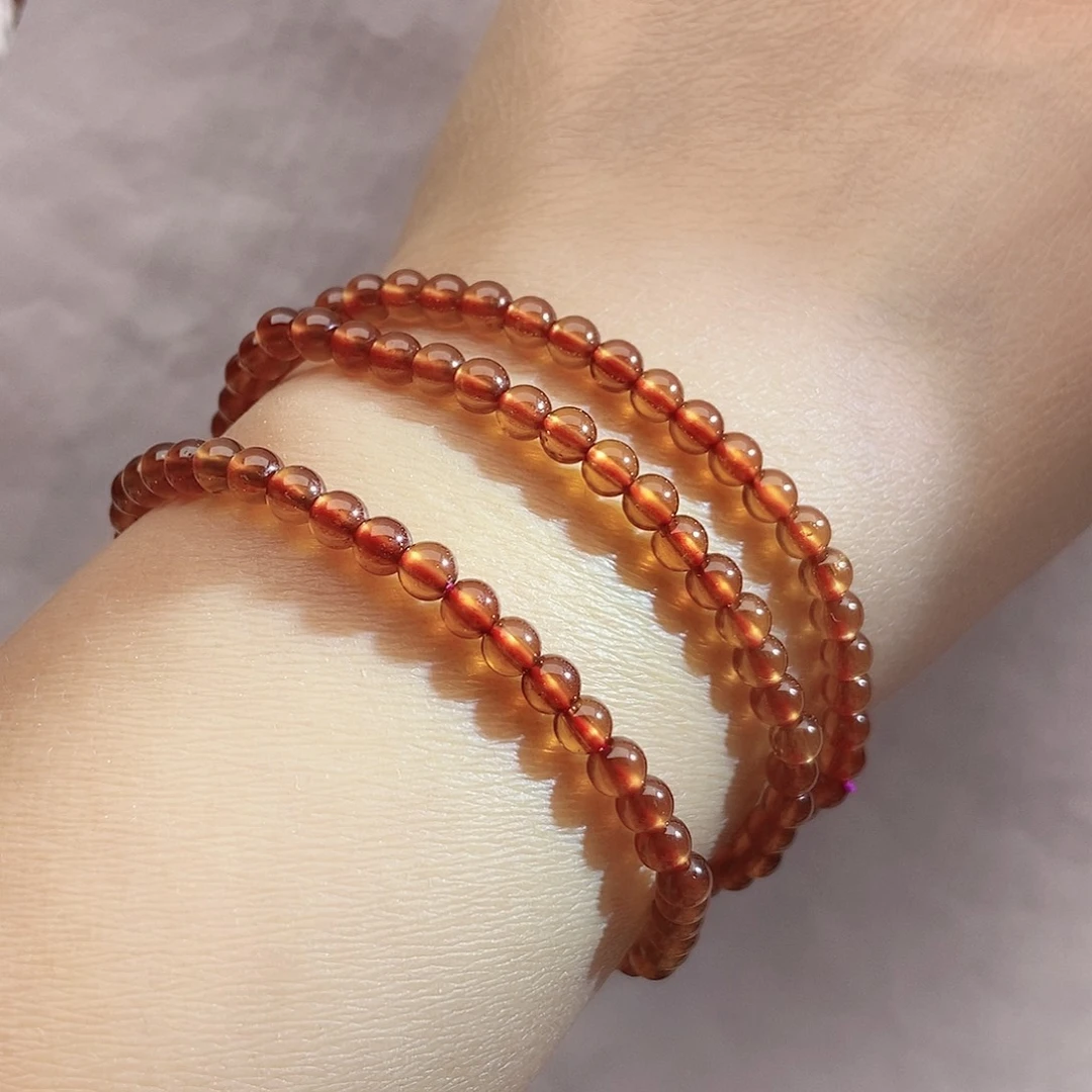 石榴石（芬达石）未镶嵌手链4:3橙红