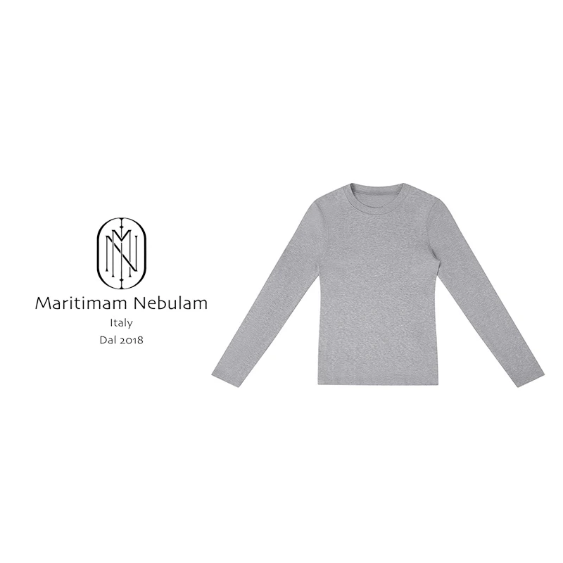 MN"万能打底"纯色圆领明线装饰微弹上衣SZ1371