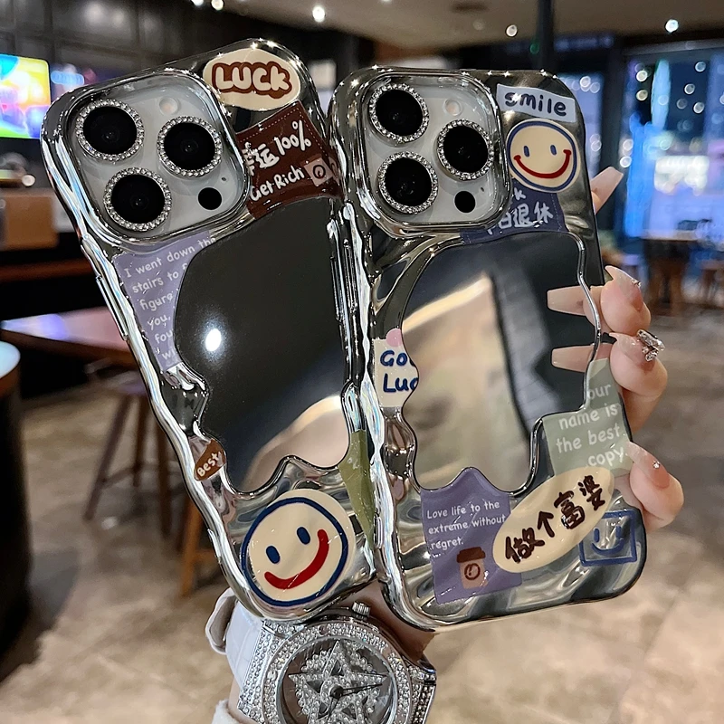 适用苹果系列iPhone16新款手机壳个性笑脸做个富婆半包透气大孔