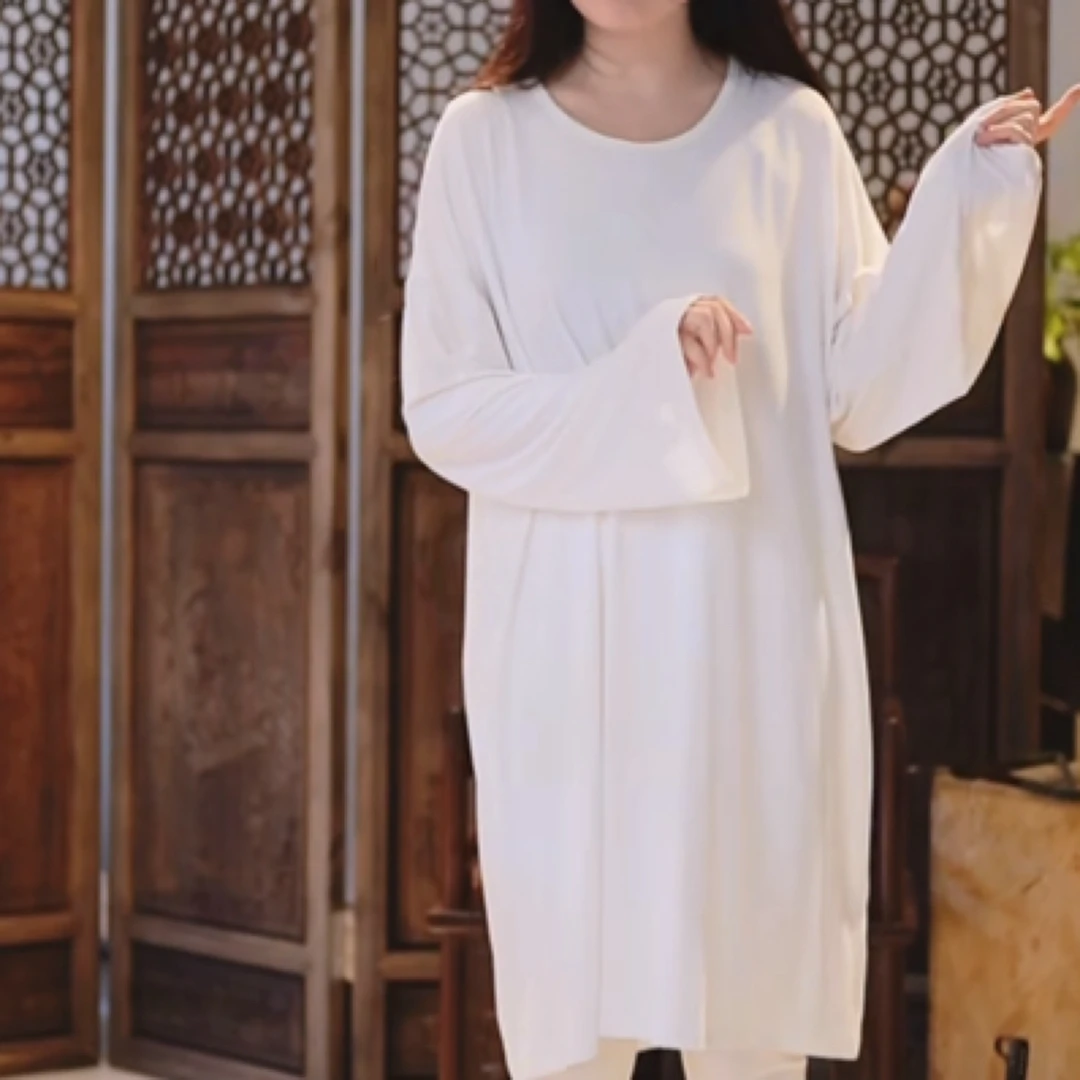 【素月集】之玫窨玫瑰香相伴玫瑰针织系列黑白衣服连衣裙长袖白色