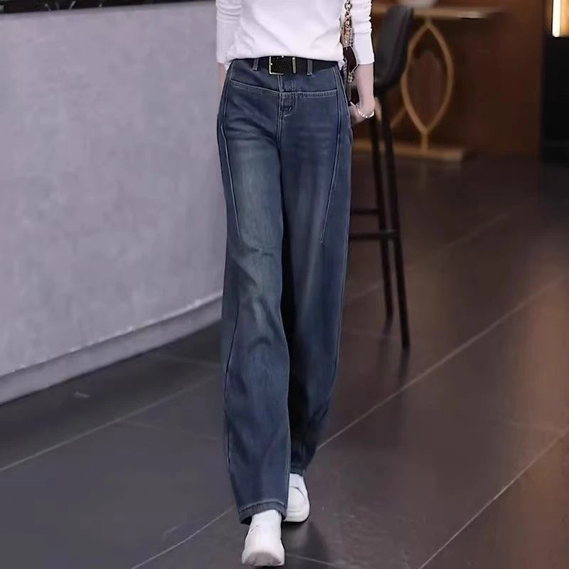 怀旧复古牛仔裤女春秋女士2025新款高腰弯刀裤香蕉裤阔腿宽松裤子
