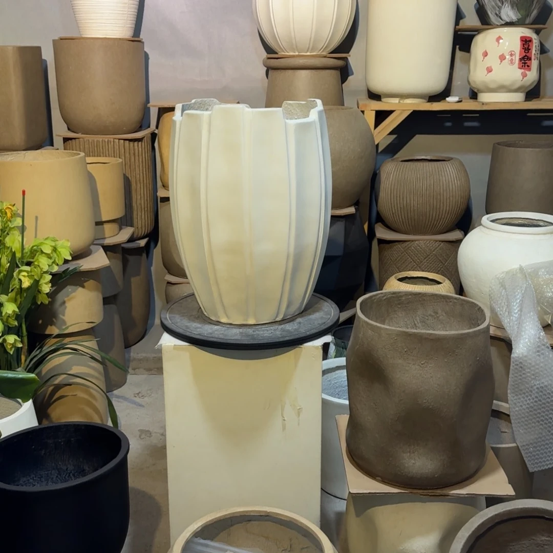 复合镁泥材质花边花盆