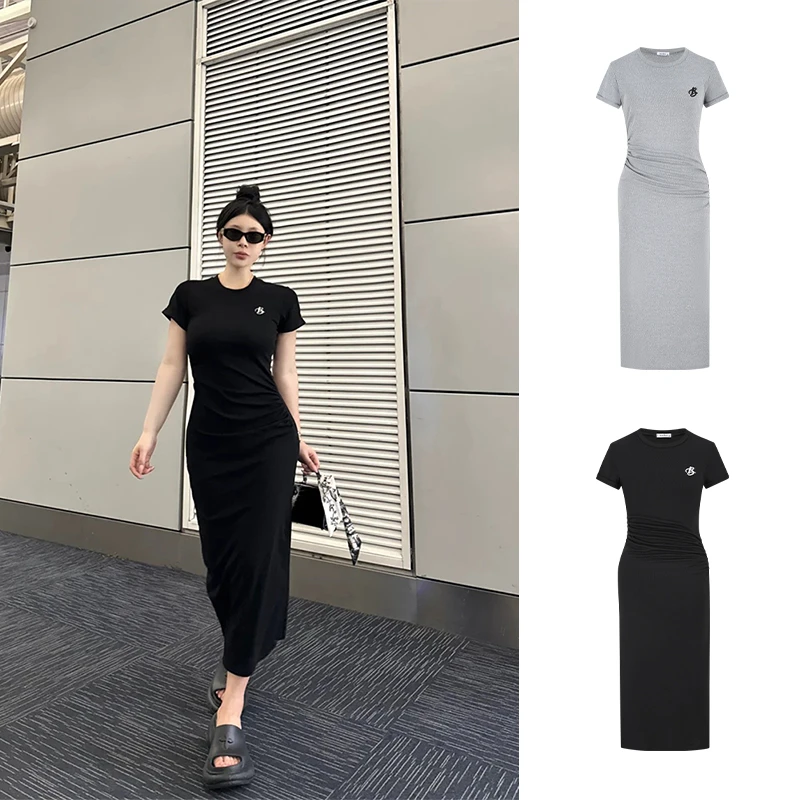 MosesQueen/魔西女王胖mm遮肚显瘦大码连衣裙通勤气质短袖裙子女