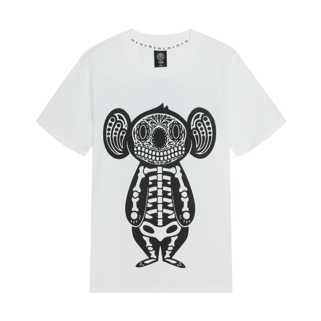 奥莱-TECHNO CHILLOUT HOUSE潮牌小熊字母烫钻短袖T恤T21310C6038