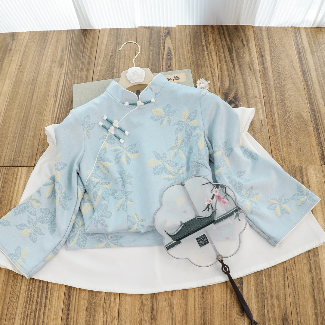 俏娘鱼黄色麂皮绒新中式改良奥黛旗袍女2025秋新款日常可穿年轻款