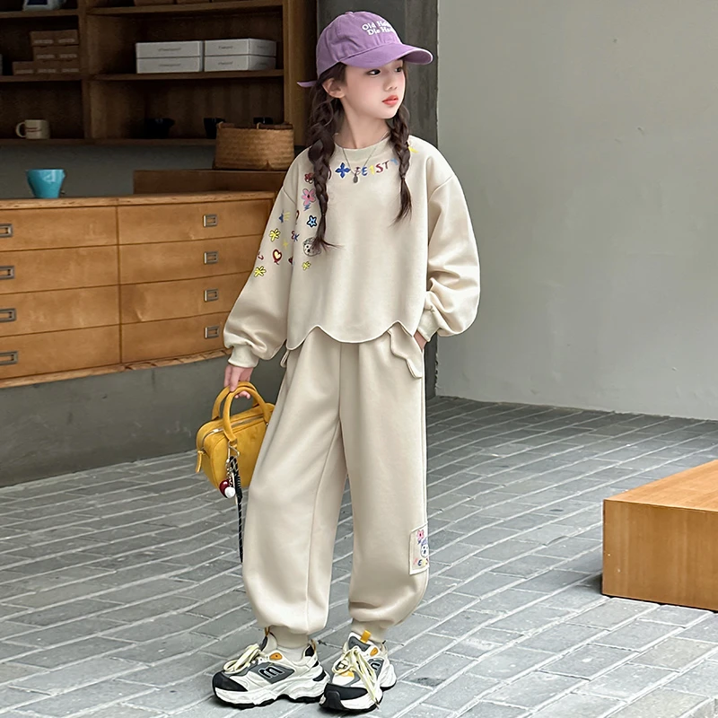 女童秋装休闲套装2025新款洋气6-12岁15卫衣女孩束脚裤运动两件套